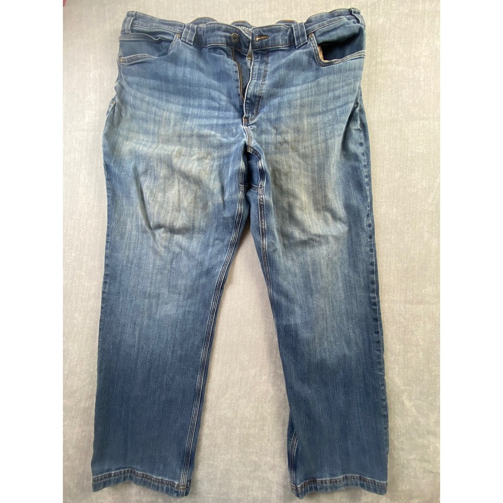 Duluth Trading Co Mens Relaxed Fit Blue Denim Jeans 44x32 Medium Wash Workwear